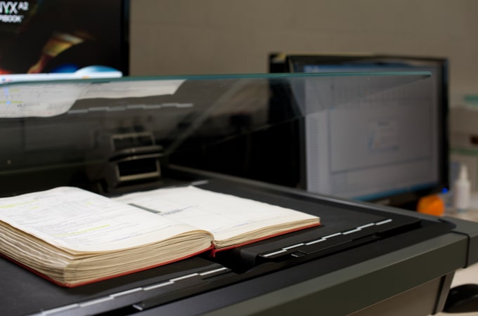 Picture of a book in the book scanner