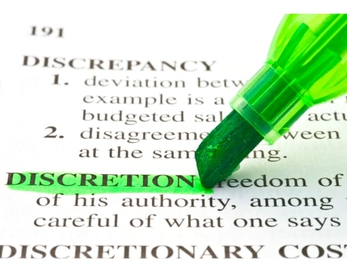 Green highlighter indicates the word discretion