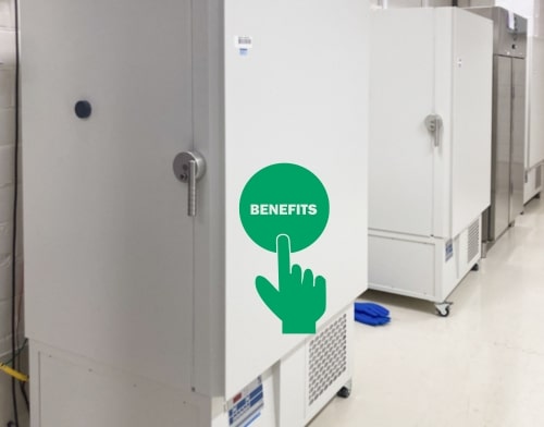 ULT freezers in Merak's climate chamber labeled benefits