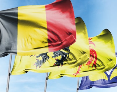 Le drapeau de la Belgique, de la Flandre, de la Wallonie et de la région de Bruxelles